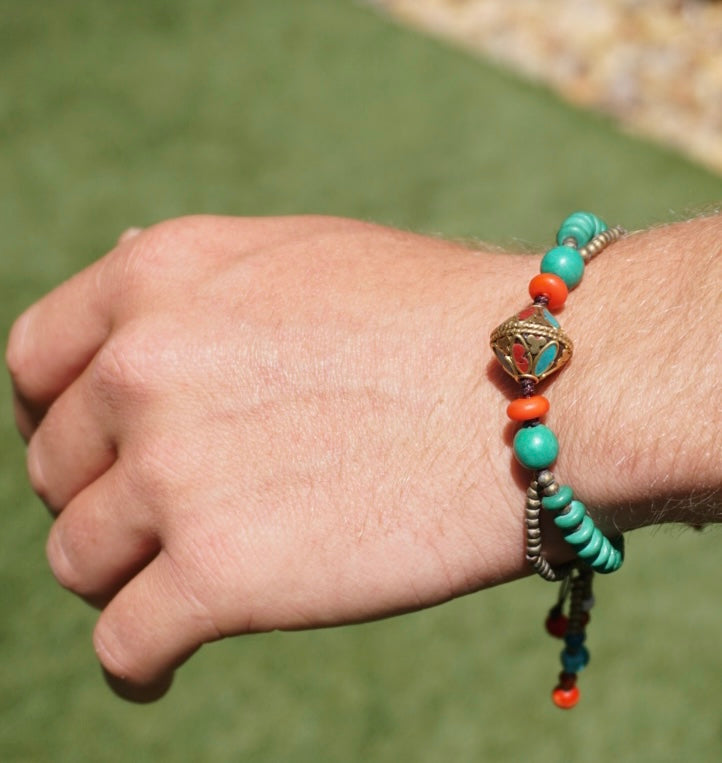 Hand Crafted Tibetan Bracelet - Emerald