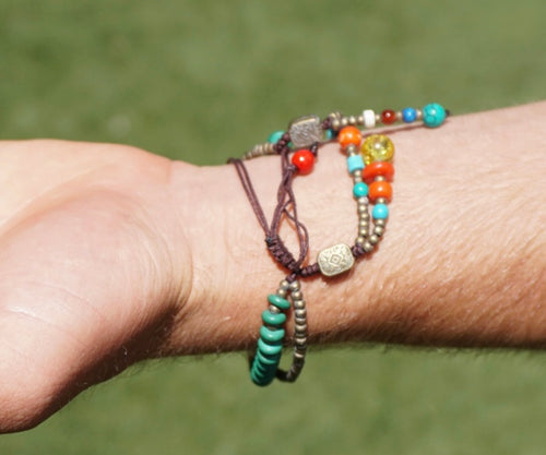 Hand Crafted Tibetan Bracelet - Emerald