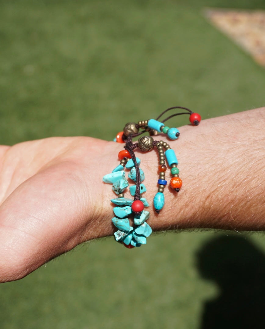 Hand crafted Tibetan bracelet - Light Blue